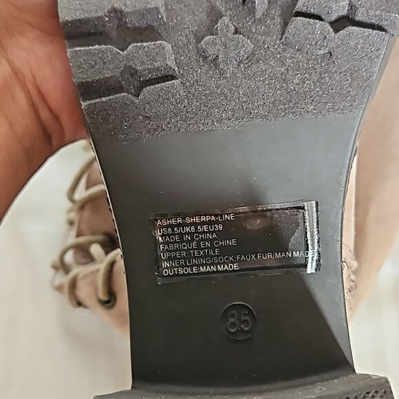 Just Fab Asher Sherpa-Lined Lace-Up Heel Boots Taupe 8.5 - Picture 8 of 16